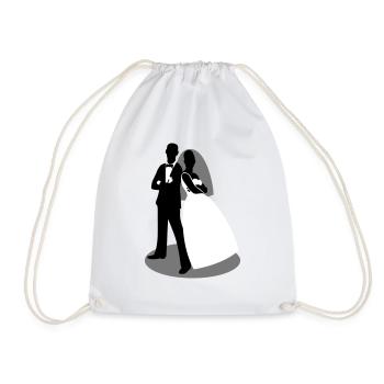 cool mariée et le marié en tant que figures de la silhouette - Sac de sport léger - blanc - Devant