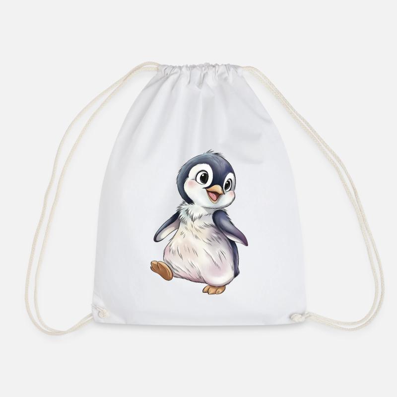 Cute Penguin - Drawstring Bag - white