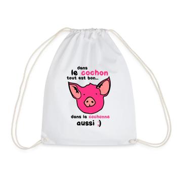 cochon tout est bon cohonne aussi - Sac de sport léger - blanc - Devant