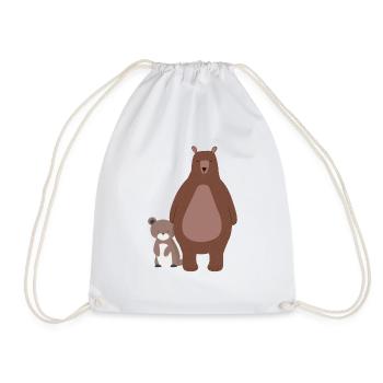 Mama Bär oder Papa Bär mit Babybär Bärchen - Turnbeutel - Weiß - Vorne