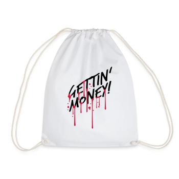 blood drop graffiti symbol dollar gettin money z - Drawstring Bag - white - Front