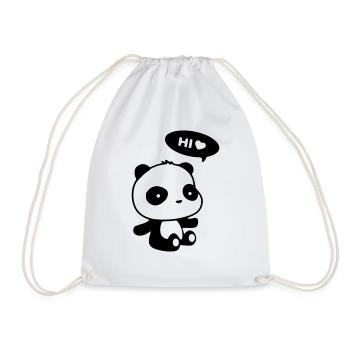 Panda Hi - Drawstring Bag - white - Front