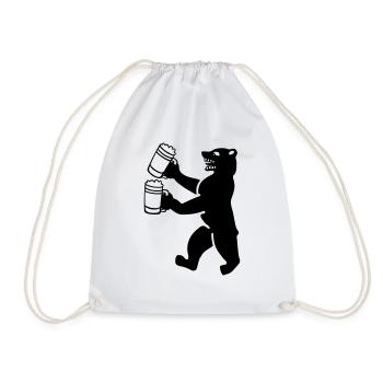 berlin bear german beer funny humor - Drawstring Bag - white - Front