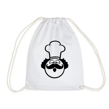 Chefkoch Lustig Smiley Mustache Bart - Turnbeutel - Weiß - Vorne