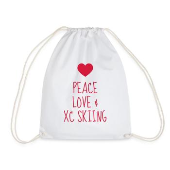 Cross Country Skiing Langlaufen Ski de fond - Drawstring Bag - white - Front