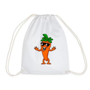 Cool Carrot Cartoon - Drawstring Bag - white - Front