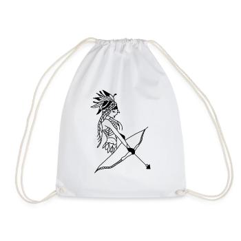 Indian woman bow arrow - Drawstring Bag - white - Front