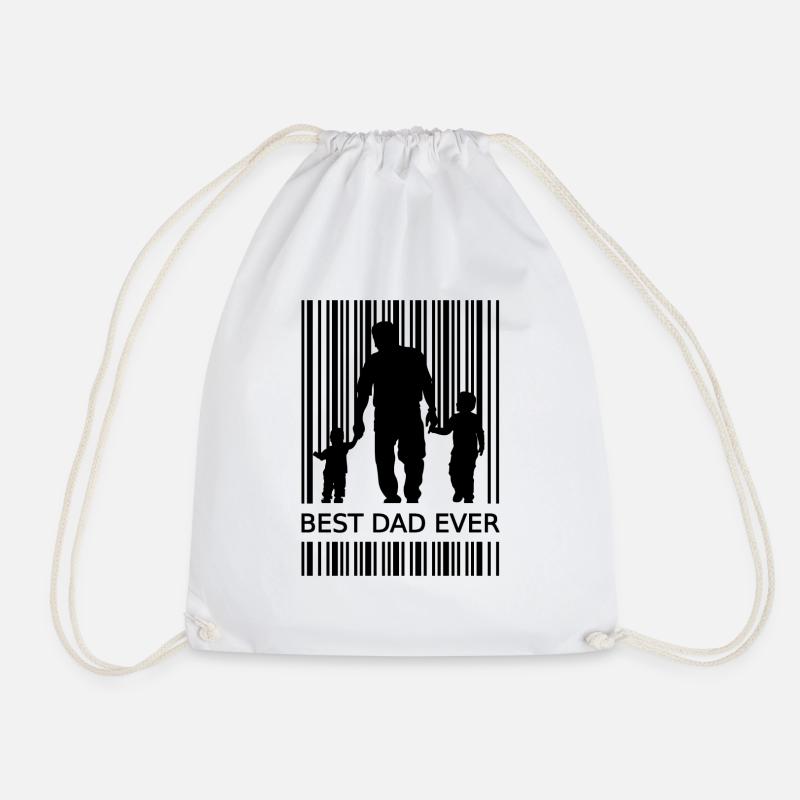 Best Dad Ever Strichcode zweifacher Papa Geschenk - Turnbeutel - Weiß