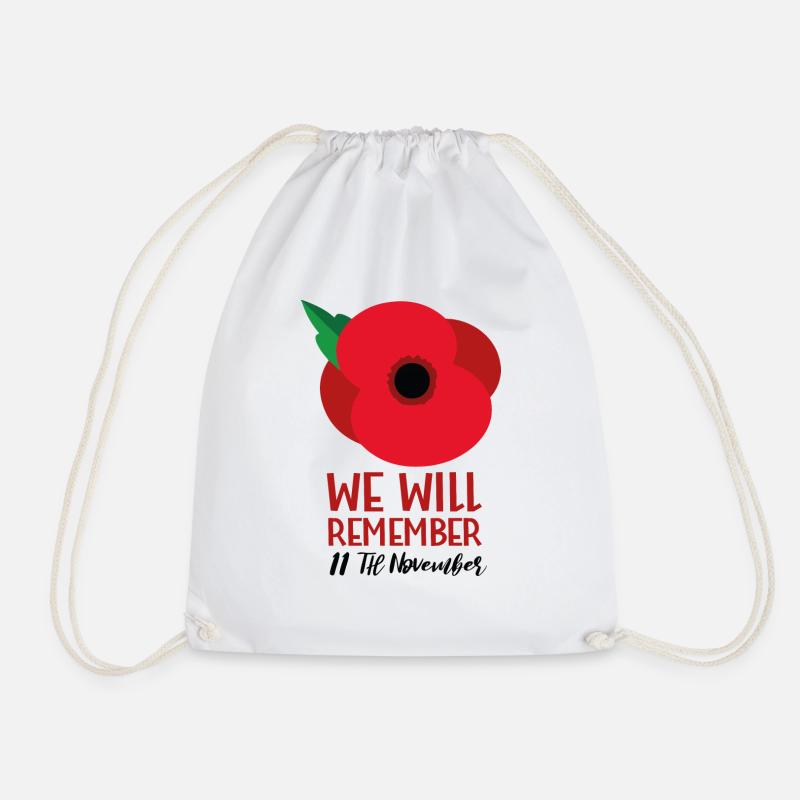 british legion poppy day - Drawstring Bag - white