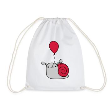 Cute balloon snail - Drawstring Bag - white - Front