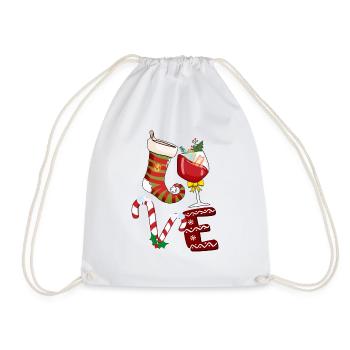 Noël, vin Noël, vin rouge vin drôle vin vin - Sac de sport léger - blanc - Devant
