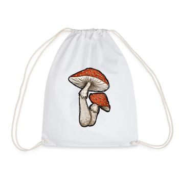 Toadstools Illustration - Drawstring Bag - white - Front