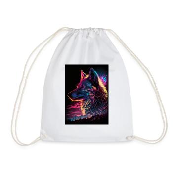 Aurora Borealis Synthwave Wolf - Turnbeutel - Weiß - Vorne