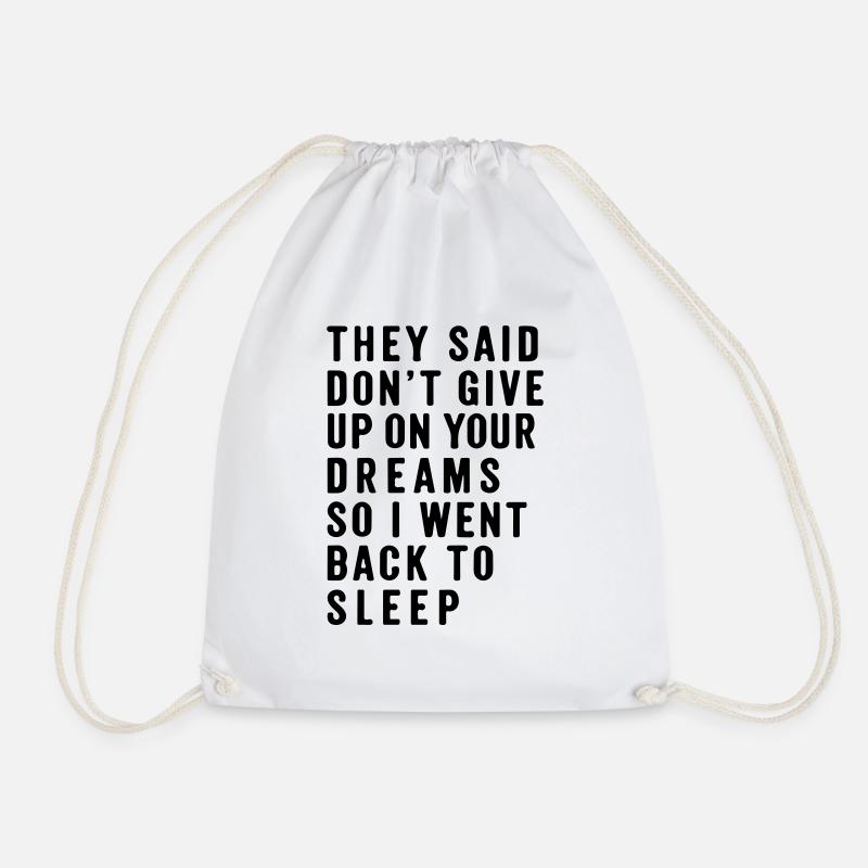 nice sleep quote - Drawstring Bag - white