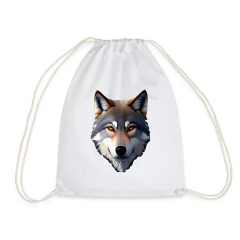 Wolf - Drawstring Bag - white - Front