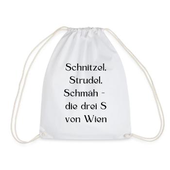 Schnitzel, Strudel, Schmäh - lustiger Wien-Spruch - Turnbeutel - Weiß - Vorne