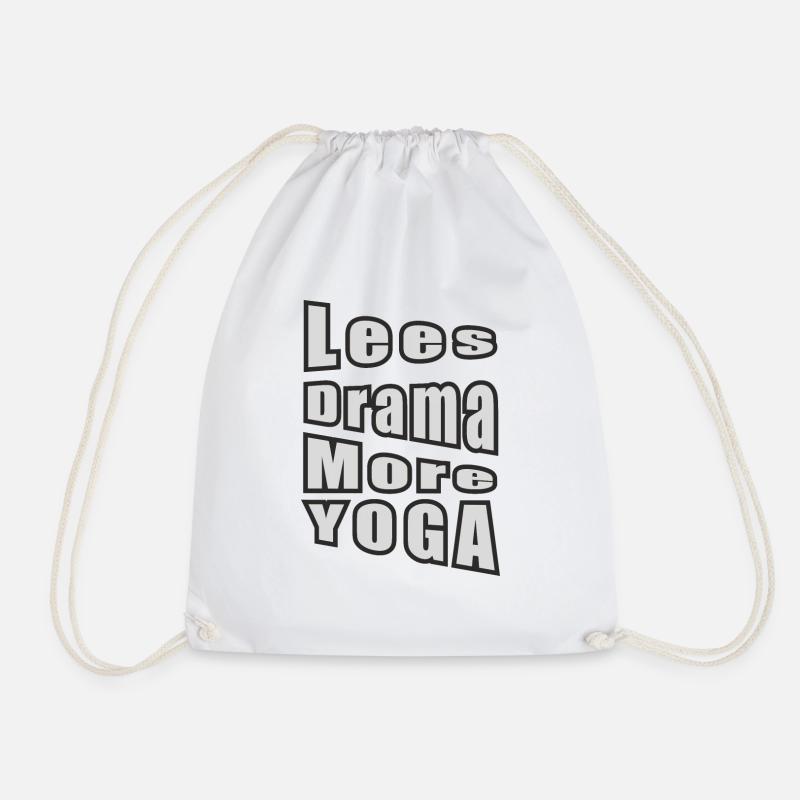 Less Drama, More Yoga - Drawstring Bag - white