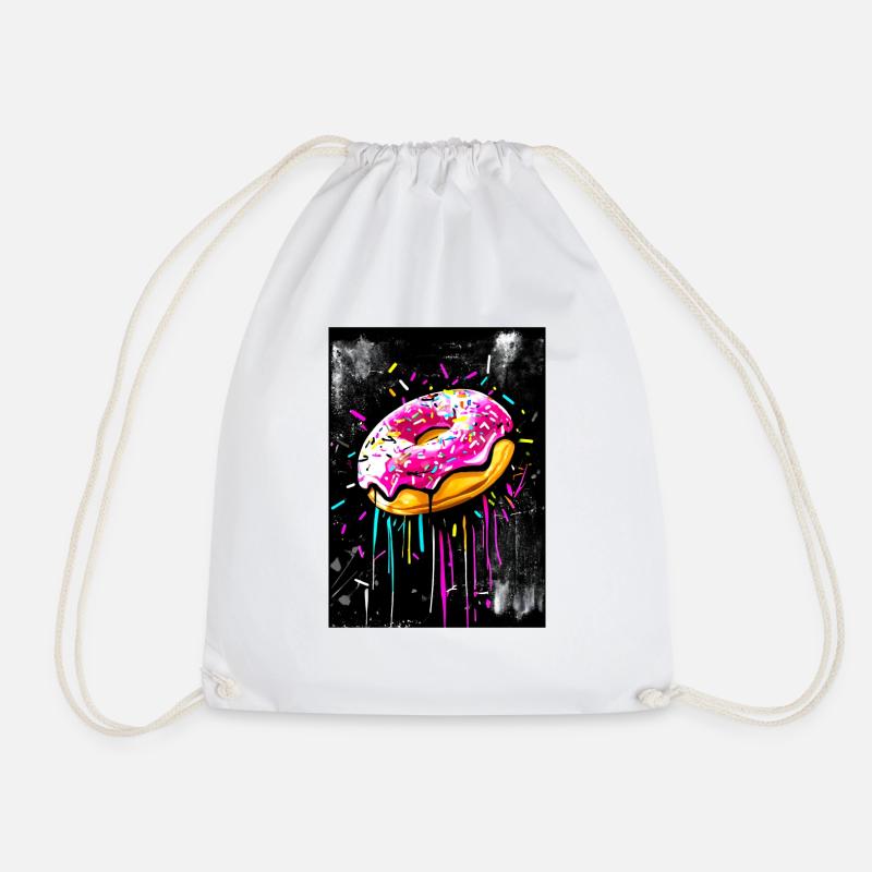 Donut Graffiti style - Drawstring Bag - white