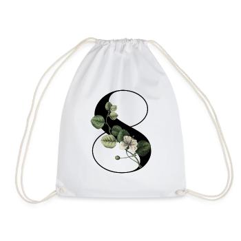 Numéro 8 floral vert -8e anniversaire floral - Sac de sport léger - blanc - Devant
