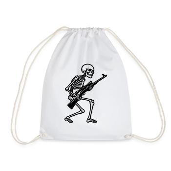 skeleton with sniper rifle - Drawstring Bag - white - Front