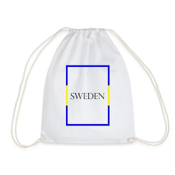 Sweden, Sweden, Statement lettering with flag - Drawstring Bag - white - Front