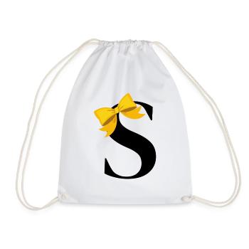 Letter s yellow bow - Drawstring Bag - white - Front