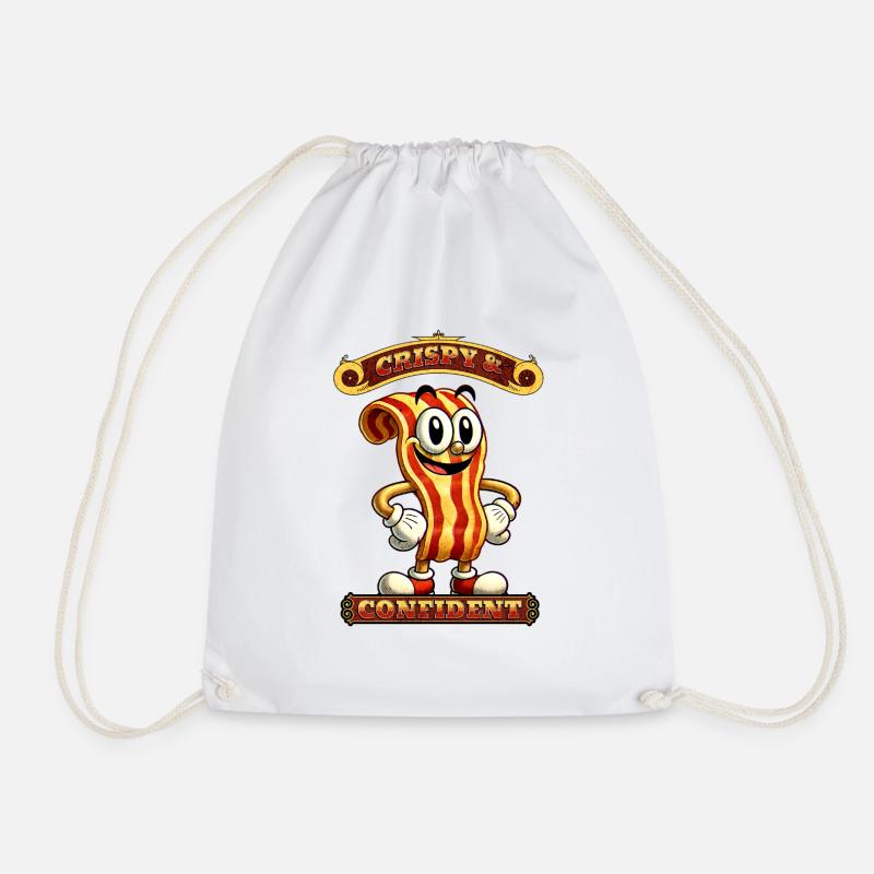 Crispy & Confident Bacon - Drawstring Bag - white