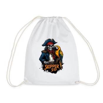 Skipper 50 Birthday Boat Motorboat Sailboat - Drawstring Bag - white - Front
