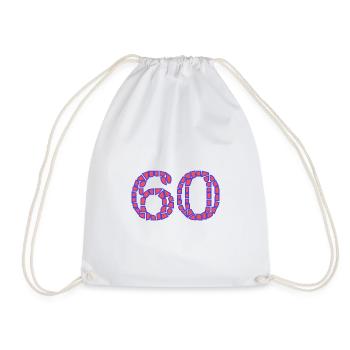 60. 60 YEARS. 60th ANNIVERSARY. 60TH BIRTHDAY. - Drawstring Bag - white - Front