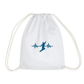 Heartbeat Snowboard - Winter Sports Snow Slope - Drawstring Bag - white - Front