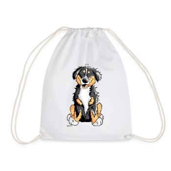 Cute Bernese Mountain Dog - Drawstring Bag - white - Front