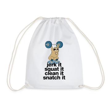 Sloth in weightlifting - Drawstring Bag - white - Front