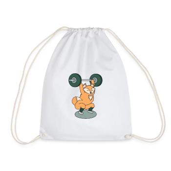 Fox weightlifting with barbell - Drawstring Bag - white - Front