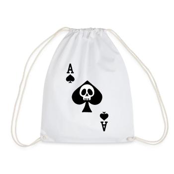 skull and ace of spades - Drawstring Bag - white - Front