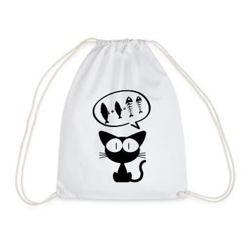 cat, comedy cat, cat owner - Drawstring Bag - white - Front