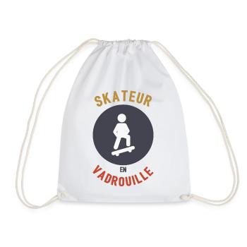 Skateboarder in Mop - Drawstring Bag - white - Front