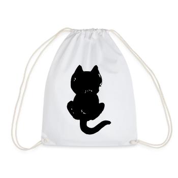Katze coole Silhouette von hinten - Turnbeutel - Weiß - Vorne