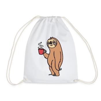Tired Animal Lazy Sloth Late Riser Jungle - Drawstring Bag - white - Front