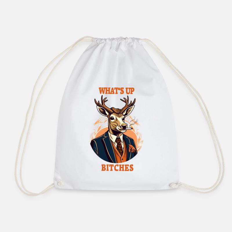 Cool deer - Drawstring Bag - white