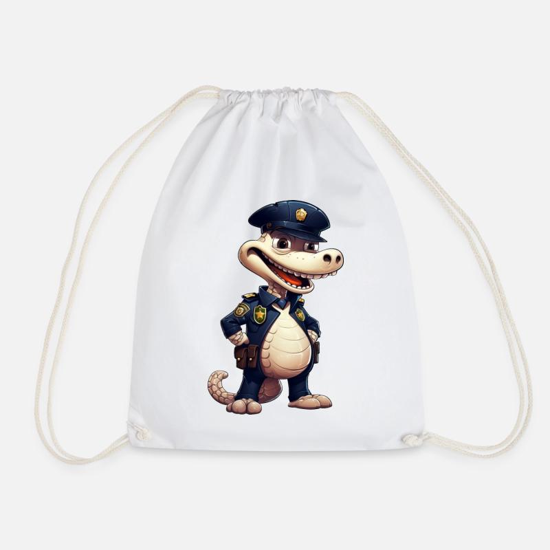 Police Crocodile - Drawstring Bag - white