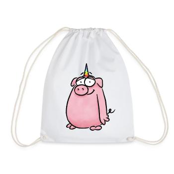 Unicorn Pig - Drawstring Bag - white - Front