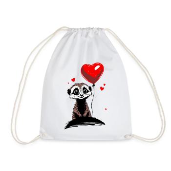 Meerkat Heart Balloon - Heartful Creatures - Drawstring Bag - white - Front