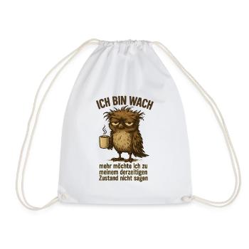 I'm awake office coffee - Drawstring Bag - white - Front