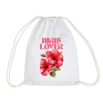Hibis Lover Floral T-Shirt Design - Drawstring Bag - white - Front