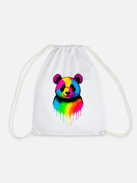 Regenbogen Panda Tropfende Kunst - Turnbeutel - Weiß