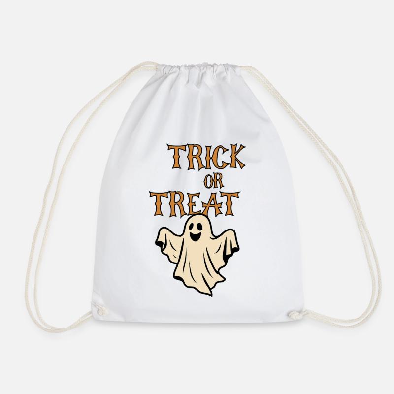 Trick or Treat Ghosts Halloween Retro - Drawstring Bag - white