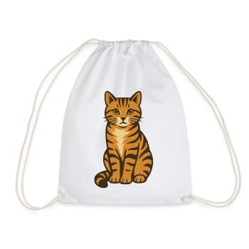 Tiger Cat Vintage Illustration - Drawstring Bag - white - Front