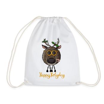 Renne de Noël avec lunettes de soleil - Sac de sport léger - blanc - Devant