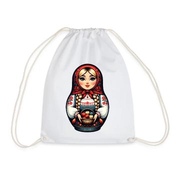 Matryoshka in Russian Matryoshka Doll Russian - Drawstring Bag - white - Front