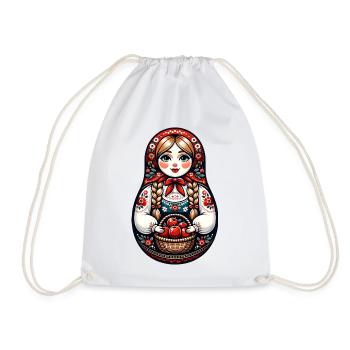 Matryoshka in Russian Matryoshka Doll Russian - Drawstring Bag - white - Front